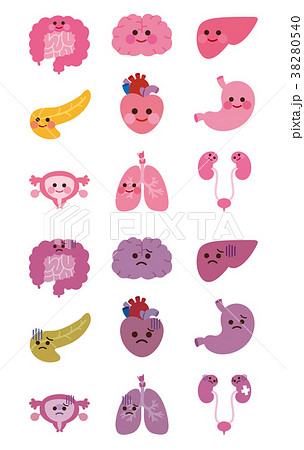 Healthy Organs Weaked Organs Characters Stock Illustration