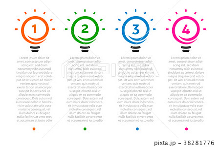 Business presentation, table with 4 lightbulbs 38281776