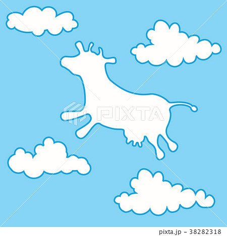Cow flying among clouds. 38282318