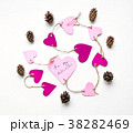 Pink paper hearts for Valentine's day. Flat lay 38282469