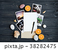 Holiday resort memories: photos, stones. Flat lay 38282475