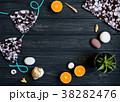 Holiday resort items: swim suit, stones. Flat lay 38282476