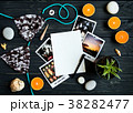 Holiday resort memories: photos, stones. Flat lay 38282477