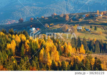 Autumn Carpathian village, Ukraine. 38283229