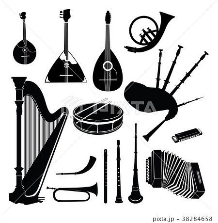 Music instruments set. Musical instrument signs 38284658