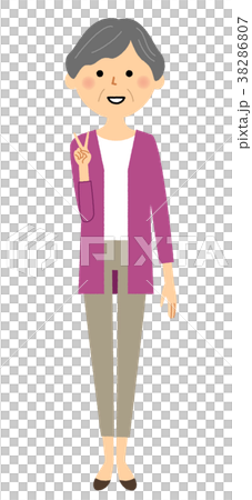 Senior lady grandma V sign piece Senior lady grandma V sign piece 38286807