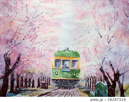 江ノ島電鉄 花電車 湘南のイラスト素材