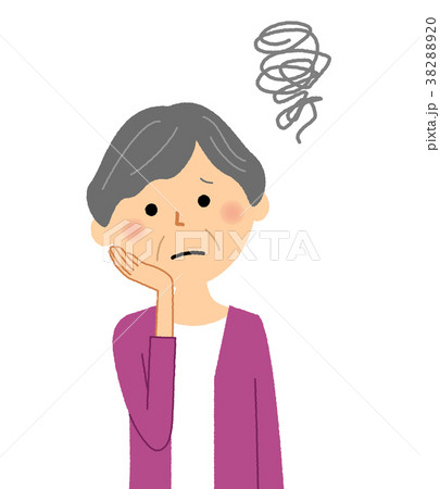 シニア女性 おばあちゃん 困るのイラスト素材 30