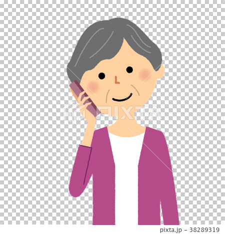 シニア女性　おばあちゃん　スマホ 38289319