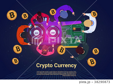 Business People Mining Bitcoins Top Angle View 38290873