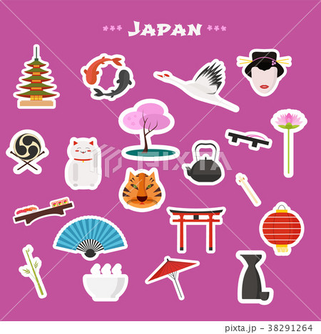 Travel to Japan, Tokyo vector icons set Travel to Japan, Tokyo vector icons set 38291264
