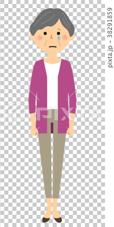 シニア女性　おばあちゃん　泣く 38291859