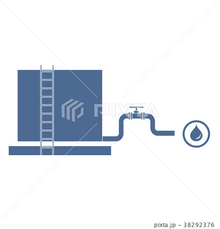 Stylized icon of the tank with oil and a pipe with 38292376