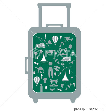 colorful suitcase with different pictures on the 38292662