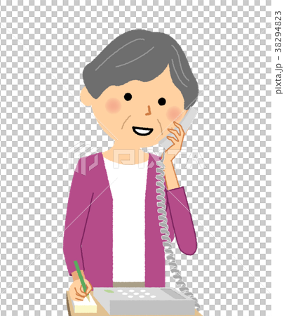 シニア女性　おばあちゃん　電話 38294823