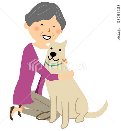 シニア女性 おばあちゃん 愛犬 シニア女性 おばあちゃん 愛犬 38295188