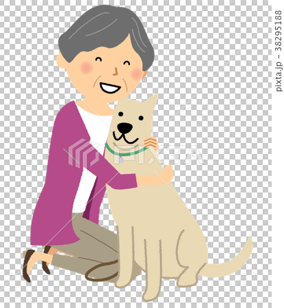シニア女性 おばあちゃん 愛犬 シニア女性 おばあちゃん 愛犬 38295188