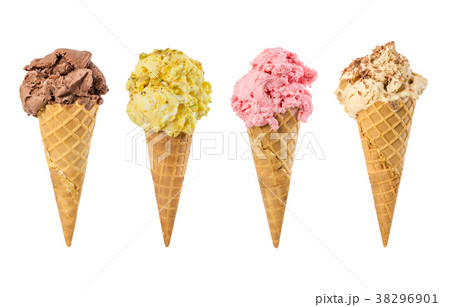 Set of ice cream in waffle cone 38296901