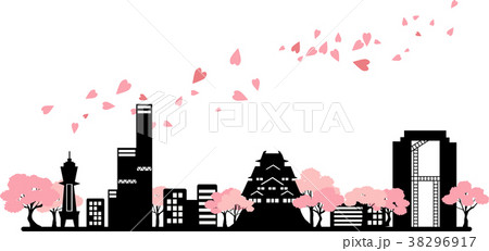 桜大阪シルエットのイラスト素材 38296917 Pixta