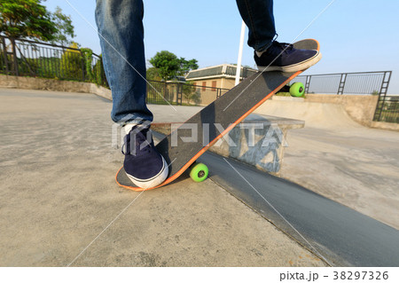 skateboarder legs skateboarding on skatepark 38297326