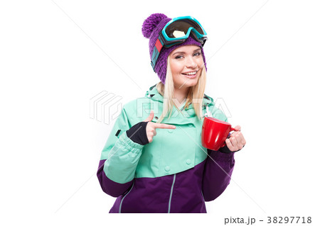 beautiful young blonde woman in colorful snow beautiful young blonde woman in colorful snow 38297718