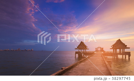 Beautiful after sunset sky with walking way  38297745