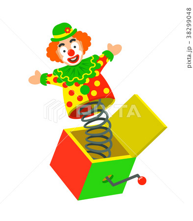 Toy circus clown on a spring pops out of a box 38299048