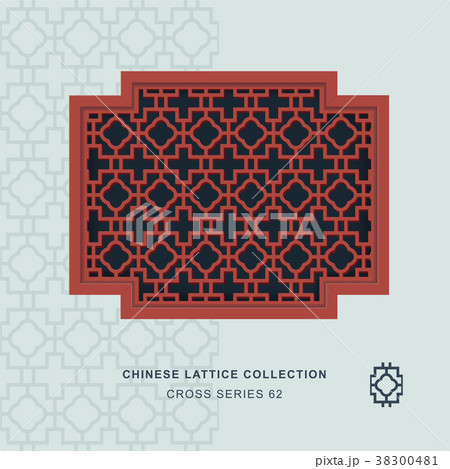 Chinese window tracery retro geometry frame 38300481