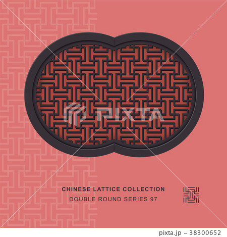 Chinese window tracery retro geometry frame 38300652