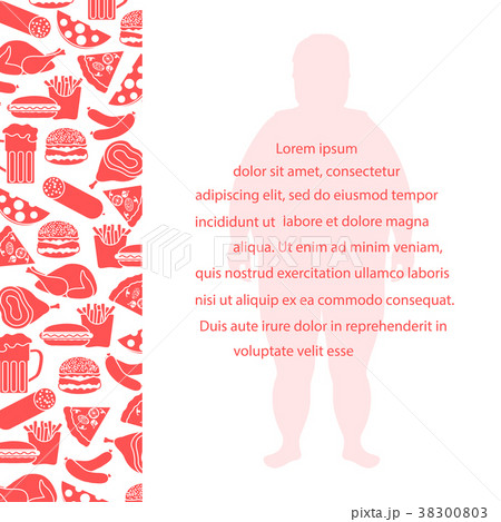 Fat man with unhealthy lifestyle symbols 38300803