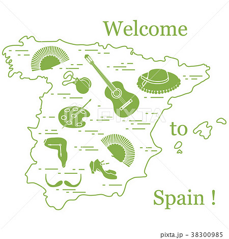 various symbols of Spain arranged in a circle various symbols of Spain arranged in a circle 38300985