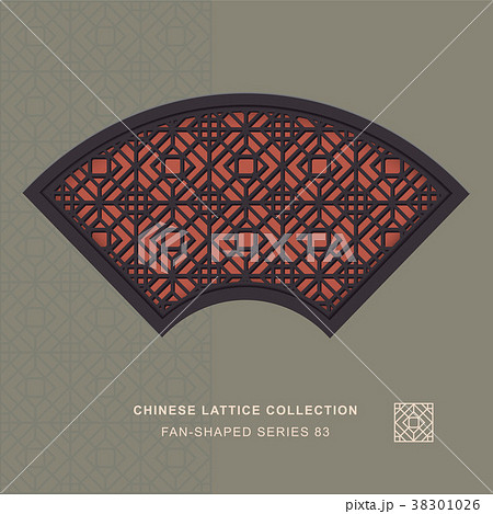 Chinese window tracery retro geometry frame 38301026