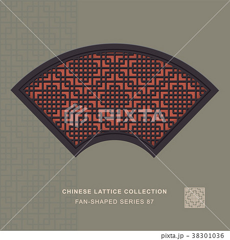 Chinese window tracery retro geometry frame 38301036