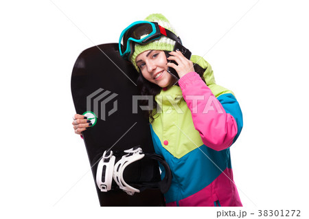 beautiful young woman in ski outfit and hold beautiful young woman in ski outfit and hold 38301272