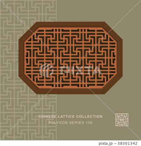Chinese window tracery retro geometry frame Chinese window tracery retro geometry frame 38301342