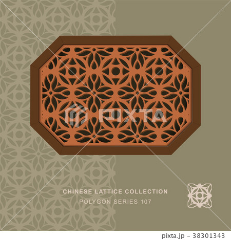 Chinese window tracery retro geometry frame Chinese window tracery retro geometry frame 38301343