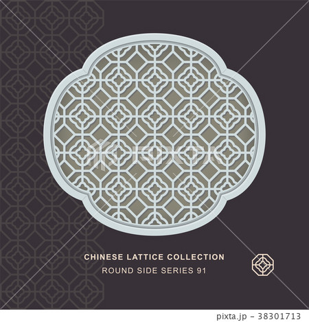 Chinese window tracery retro geometry frame 38301713