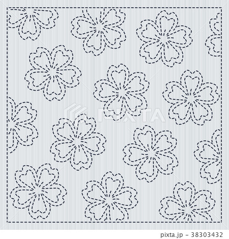 Sakura flowers in the frame Sashiko Quilting motif Sakura flowers in the frame Sashiko Quilting motif 38303432