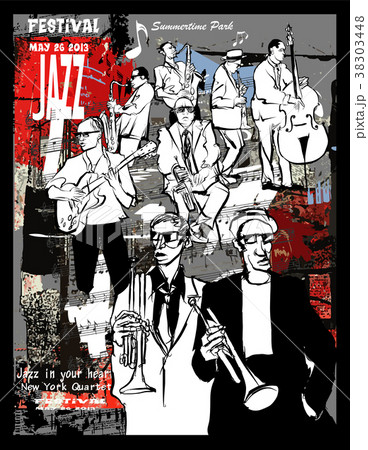 Jazz poster, musicians on a grunge background Jazz poster, musicians on a grunge background 38303448