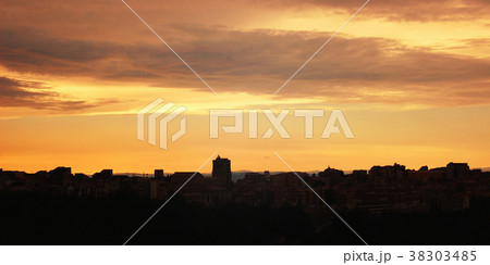 Late evening in Enna. Sicilian town. Aged photo. Late evening in Enna. Sicilian town. Aged photo. 38303485