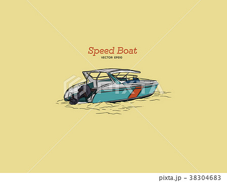 Vector speed boat, hand draw vector. 38304683