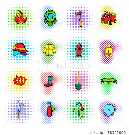 Firefighter icons set 38305006