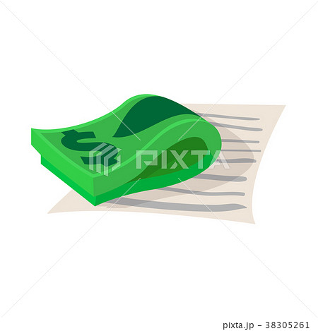 Contract with stack of dollars icon, cartoon style Contract with stack of dollars icon, cartoon style 38305261