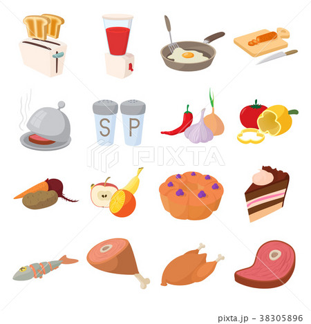 Food icons set, cartoon style Food icons set, cartoon style 38305896