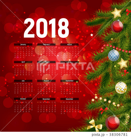 2018 New Year Calendar Vector Illustration 38306781