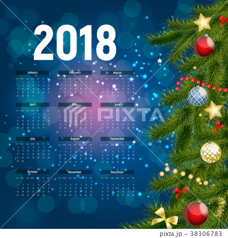 2018 New Year Calendar Vector Illustration 38306783