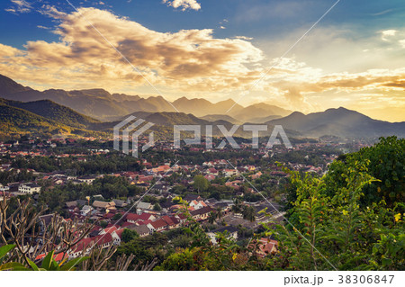 Landscape for viewpoint at sunset in Luang Prabang Landscape for viewpoint at sunset in Luang Prabang 38306847