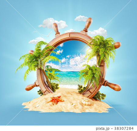 Tropical landscape in a helm 38307284