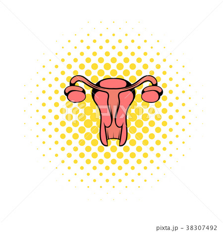 Uterus and ovaries icon, comics style 38307492
