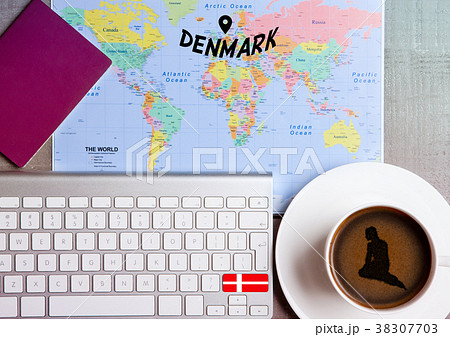 Travel holiday concept with coffee and map flag Travel holiday concept with coffee and map flag 38307703